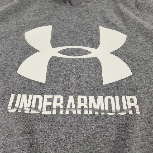 Under Armour Womens Pullover Sweatshirt Gray Spellout Heathered Long Sleeve L - Picture 3 of 10